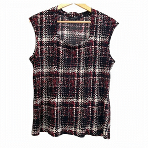 3/$20 โค๏ธ JONES Studio Black Red Abstract Cap Sleeve Top US XL